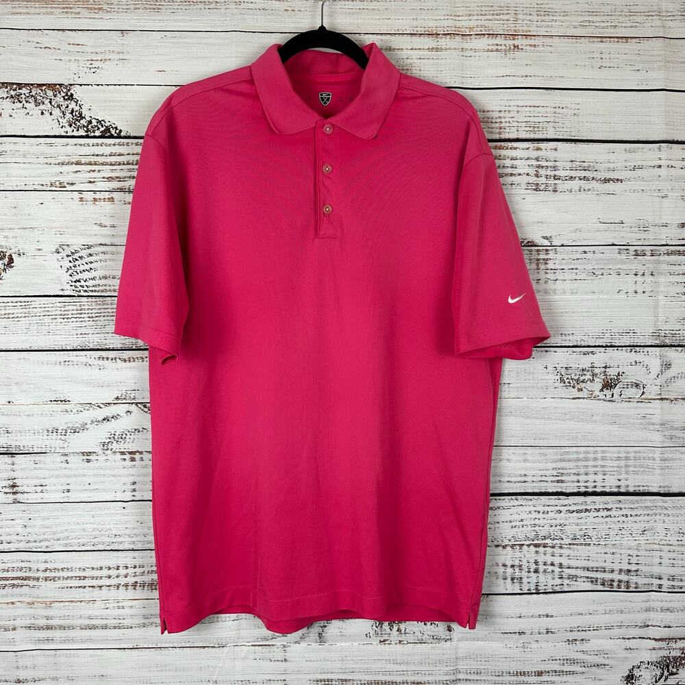 Nike Golf Dri Fit Pink Short Sleeve Activewear Performance Casual Polo Mens Sz L